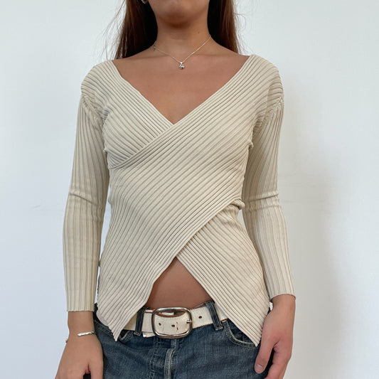 Vintage Beige Crossover Jumper