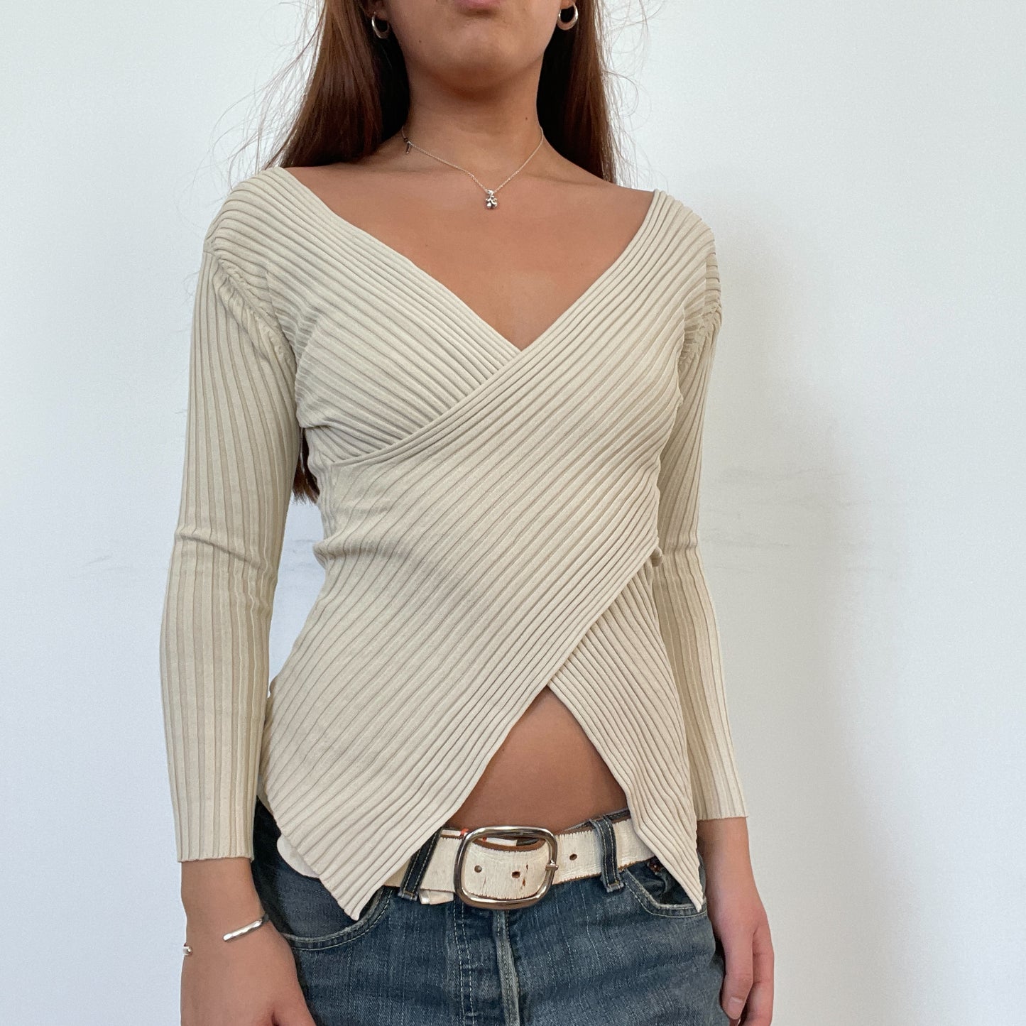 Vintage Beige Crossover Jumper