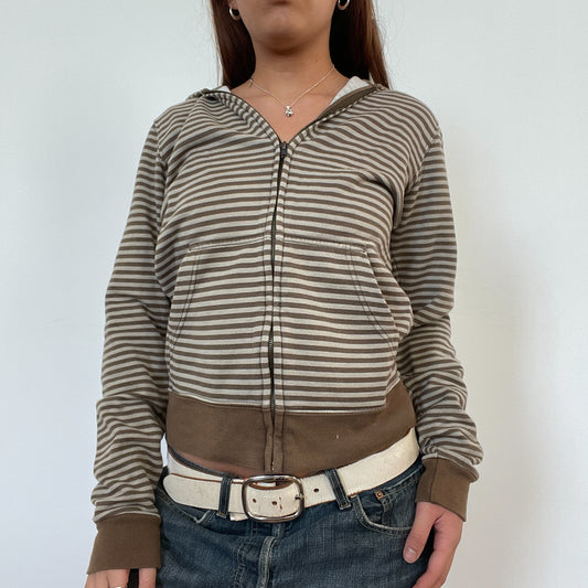 Vintage Brown Stripe Hooded Jumper