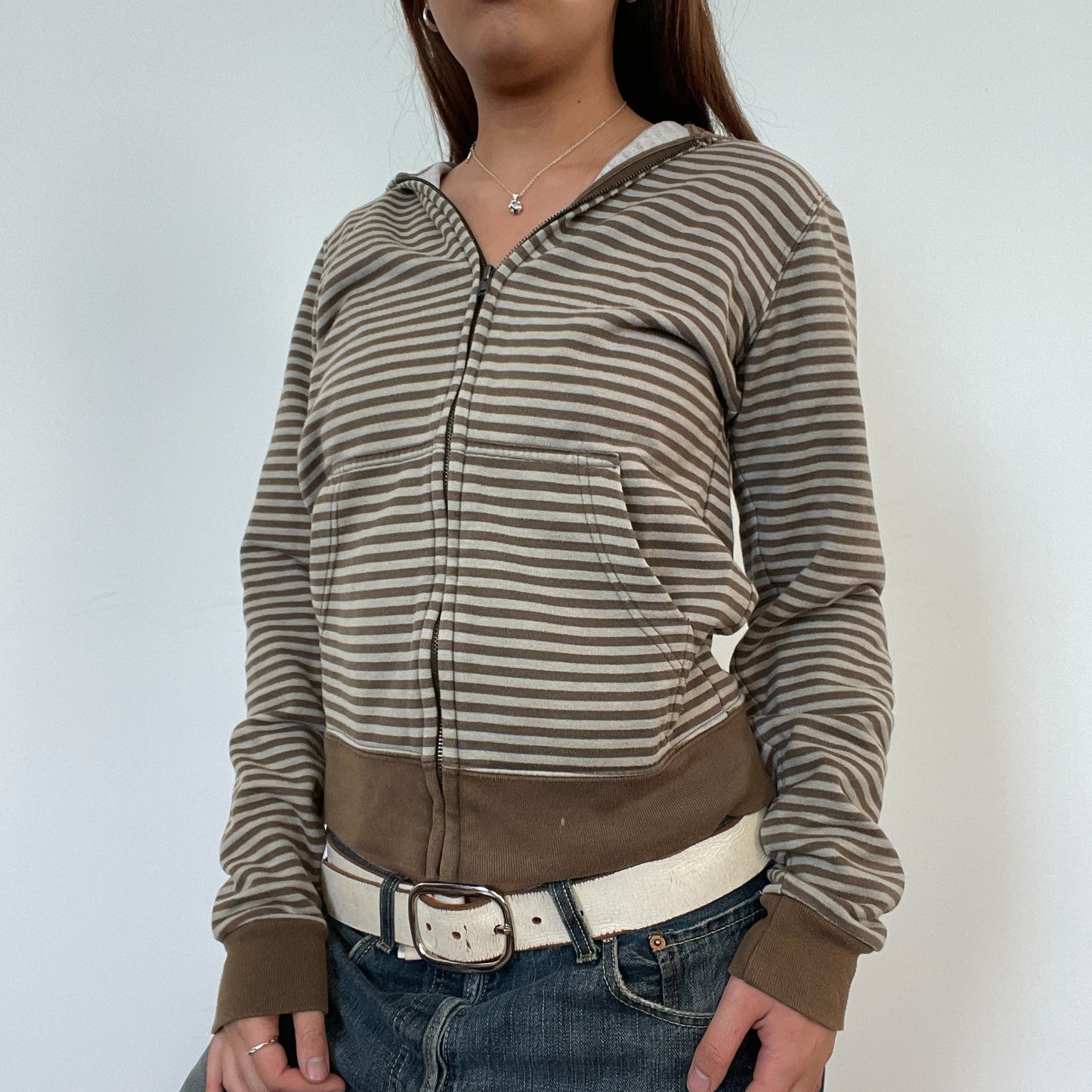 Vintage Brown Stripe Hooded Jumper