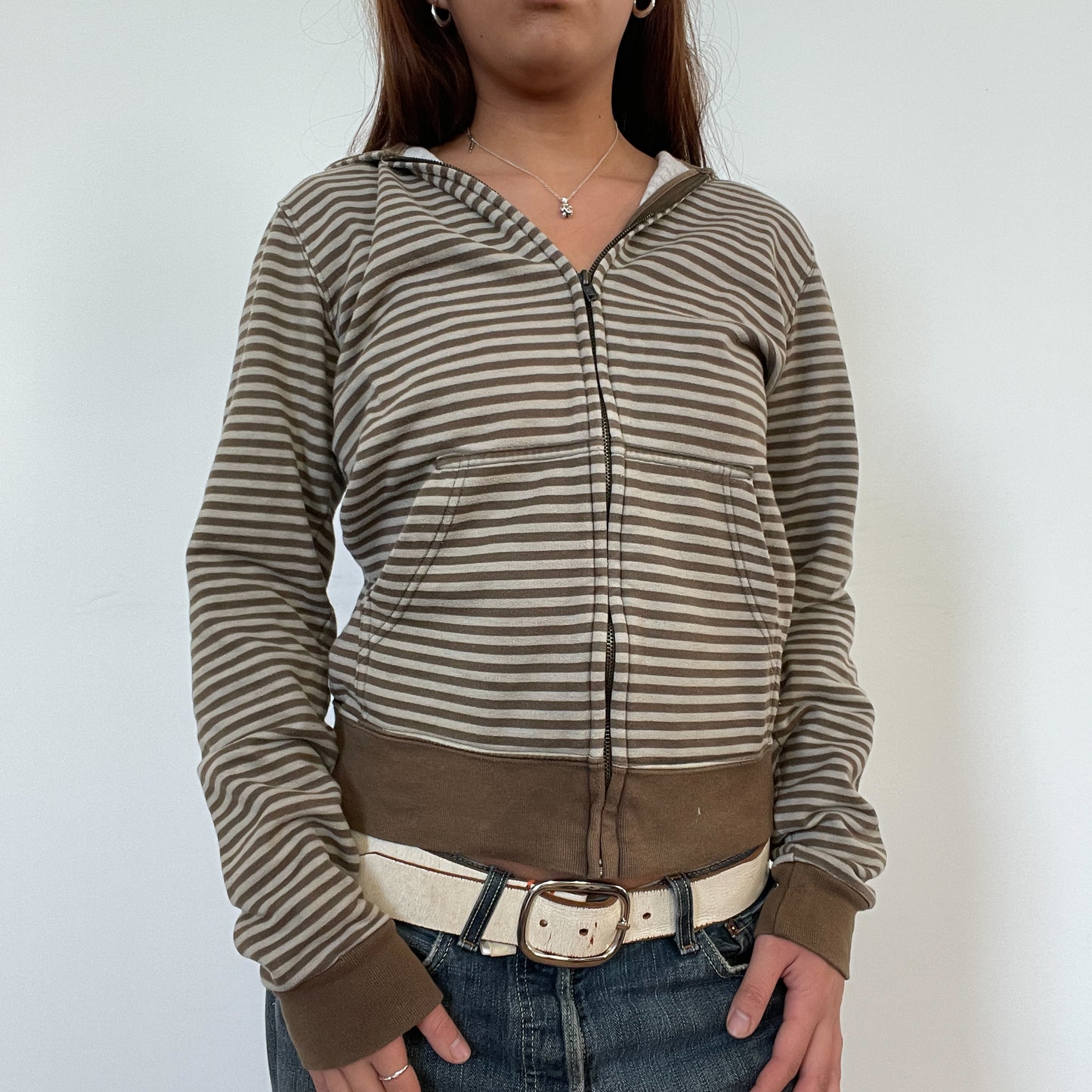 Vintage Brown Stripe Hooded Jumper