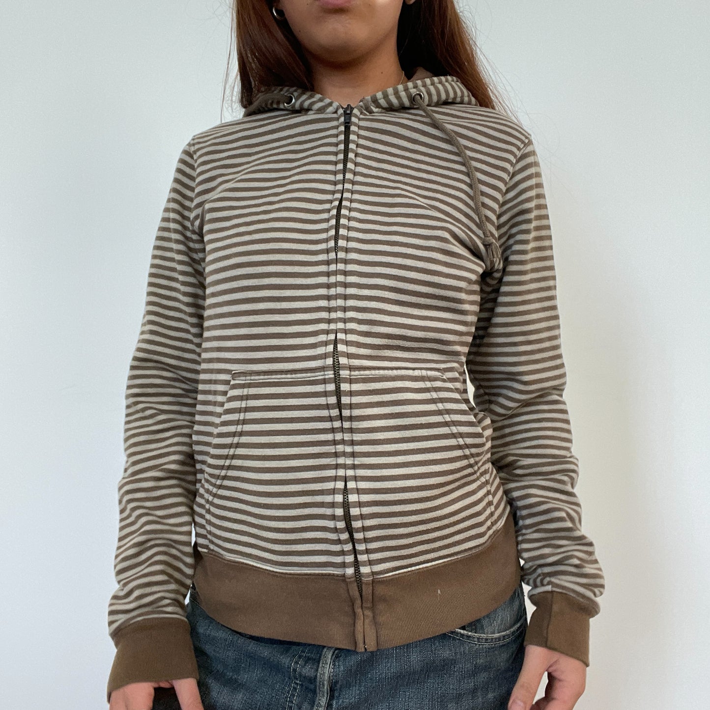 Vintage Brown Stripe Hooded Jumper