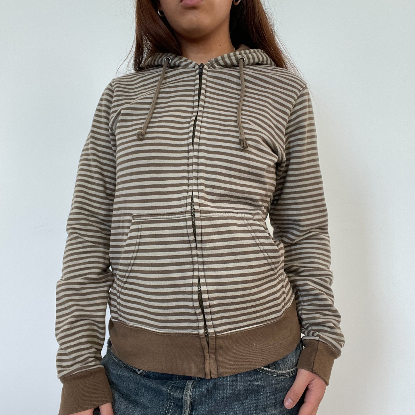 Vintage Brown Stripe Hooded Jumper