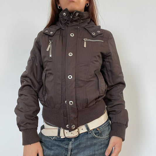 Vintage Brown Zip Up Bomber Jacket