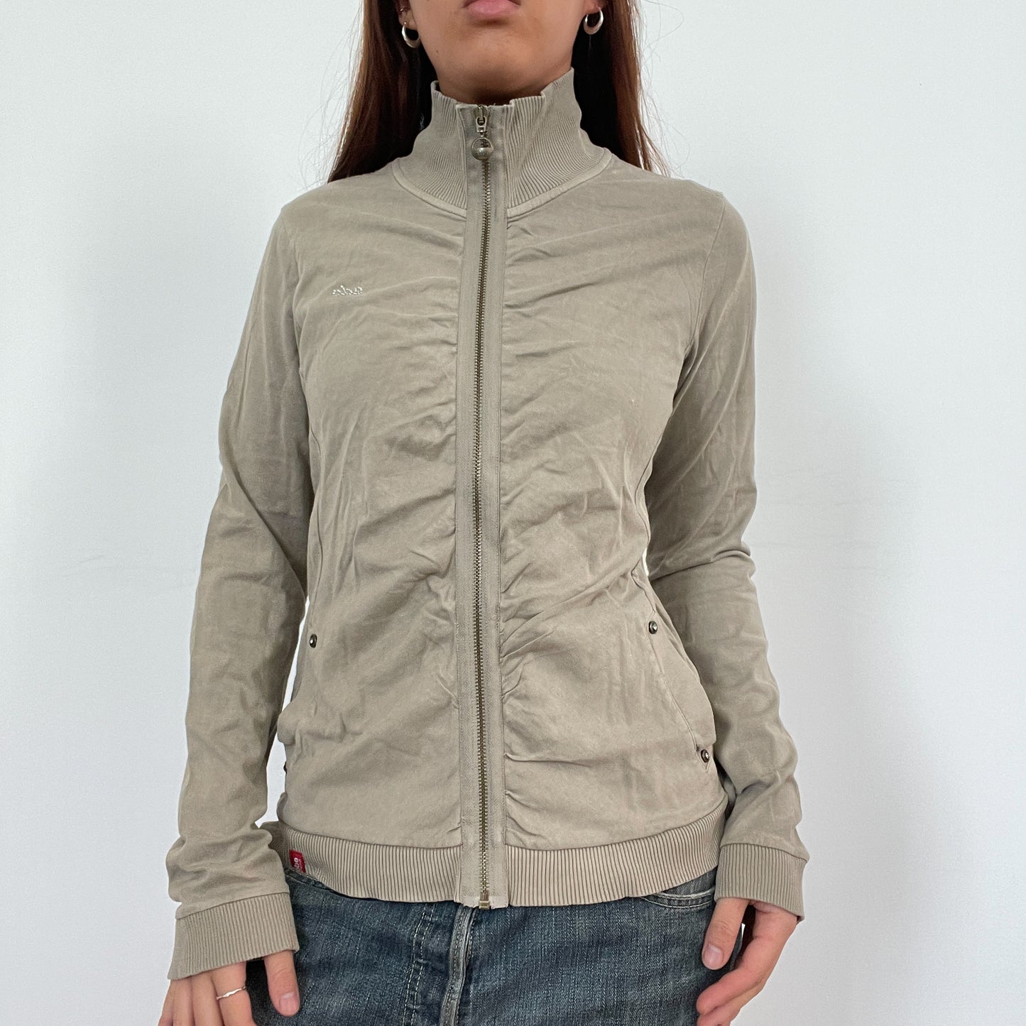 Vintage Khaki Ruched Jumper
