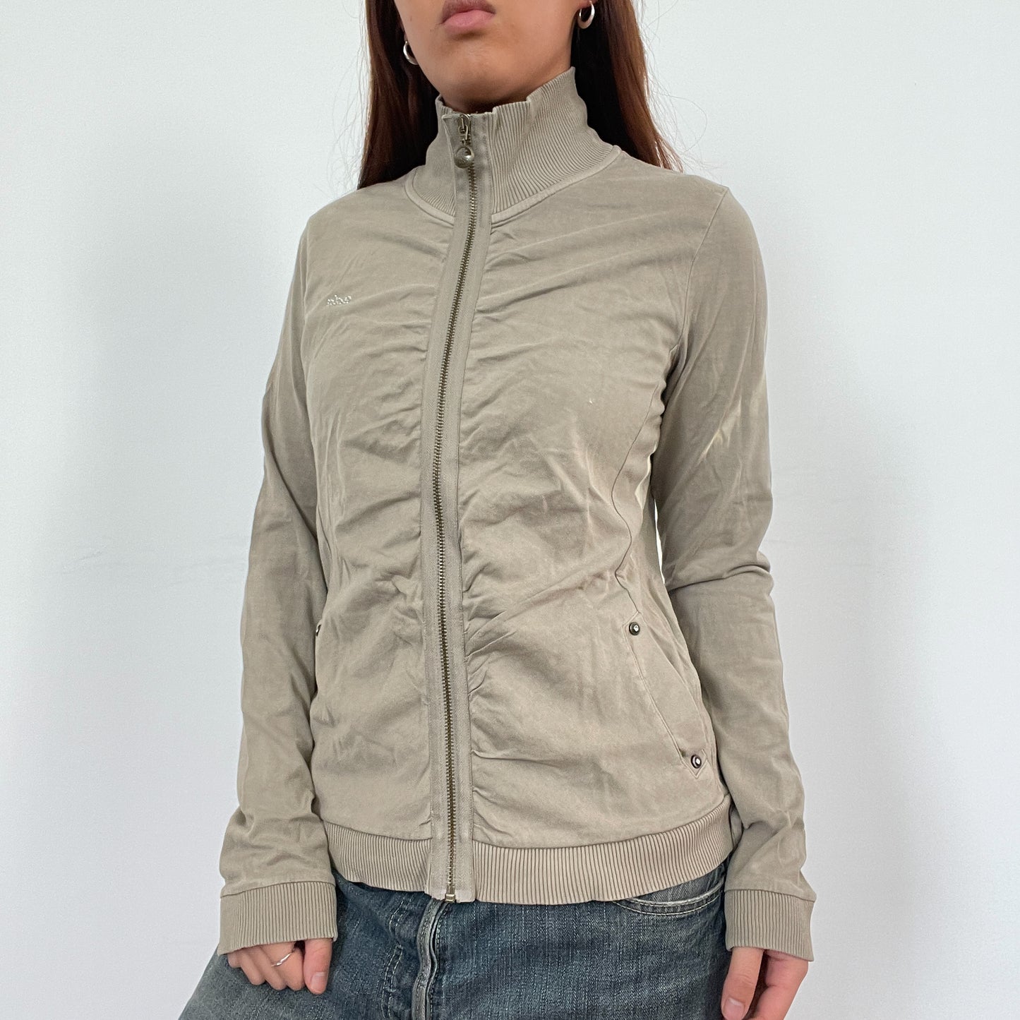 Vintage Khaki Ruched Jumper