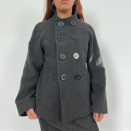 Vintage Grey Peacoat Wool Coat