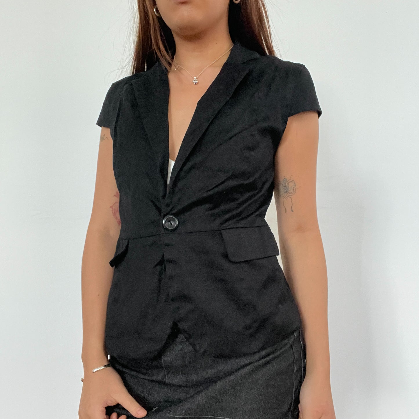 Vintage Black Waistcoat Top