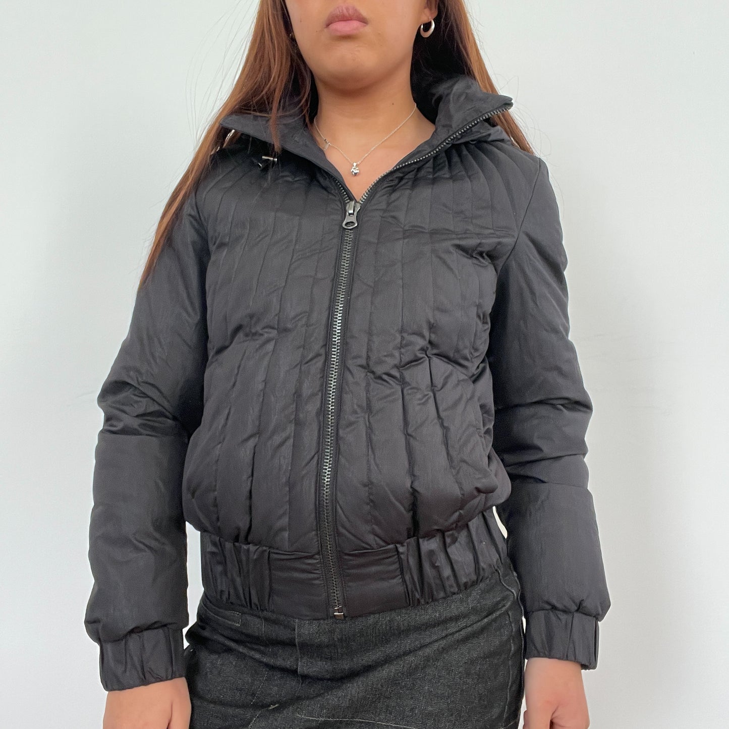 Vintage Black Zip Up Puffer Jacket