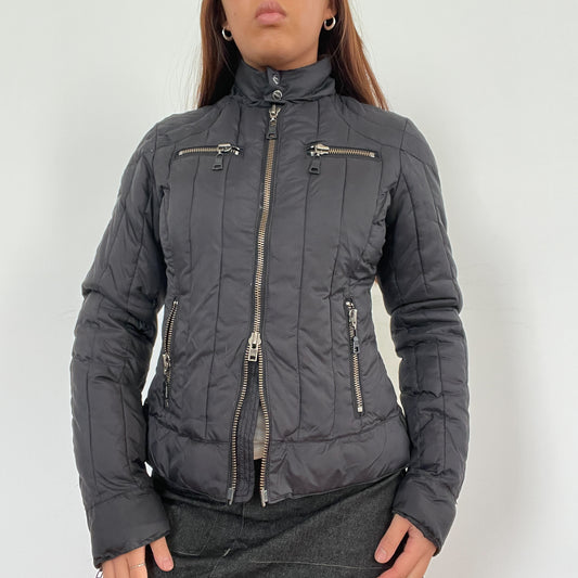 Vintage Black Zip Up Puffer Jacket