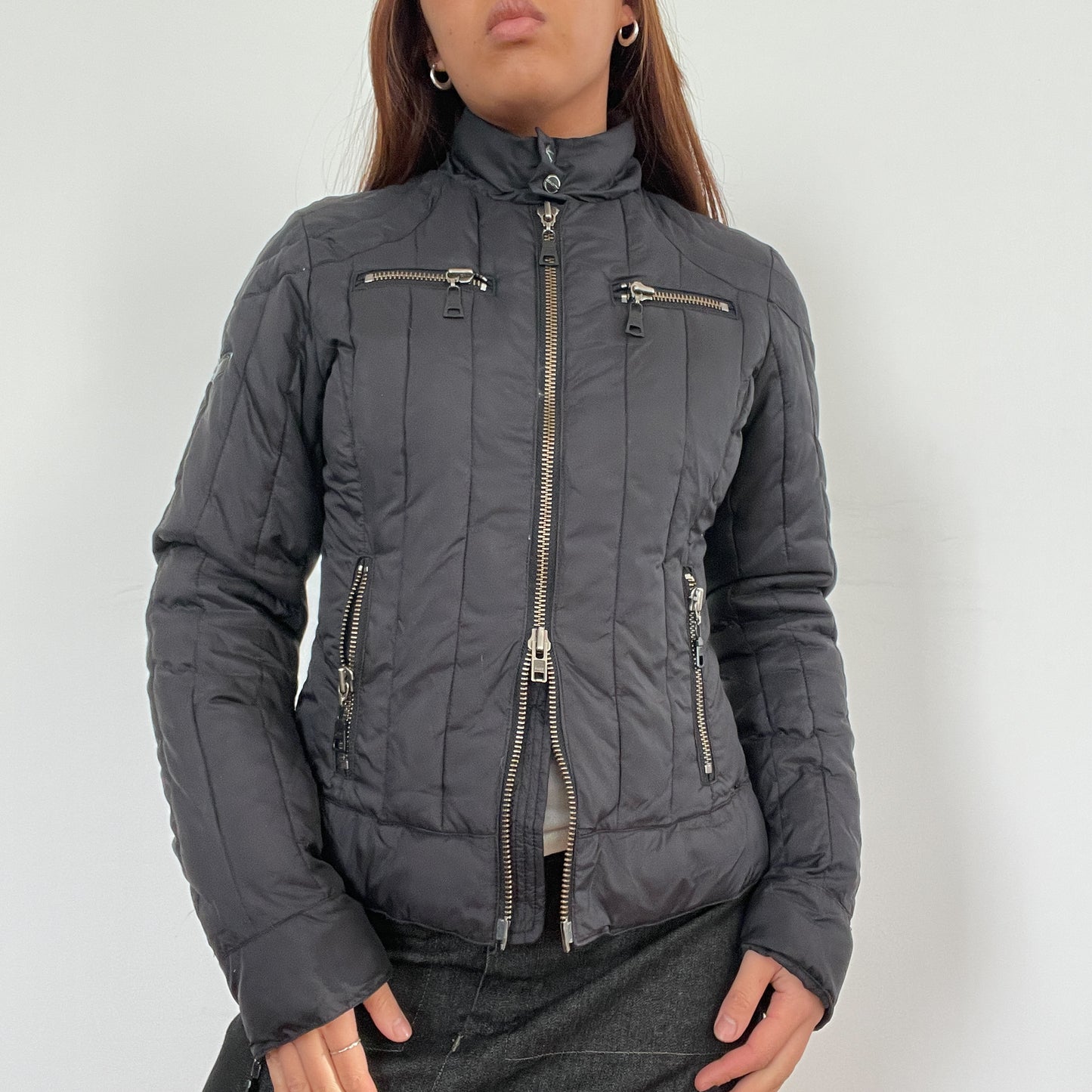 Vintage Black Zip Up Puffer Jacket