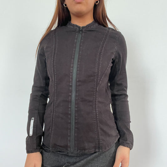 Vintage Black Zip Up Fitted Jacket