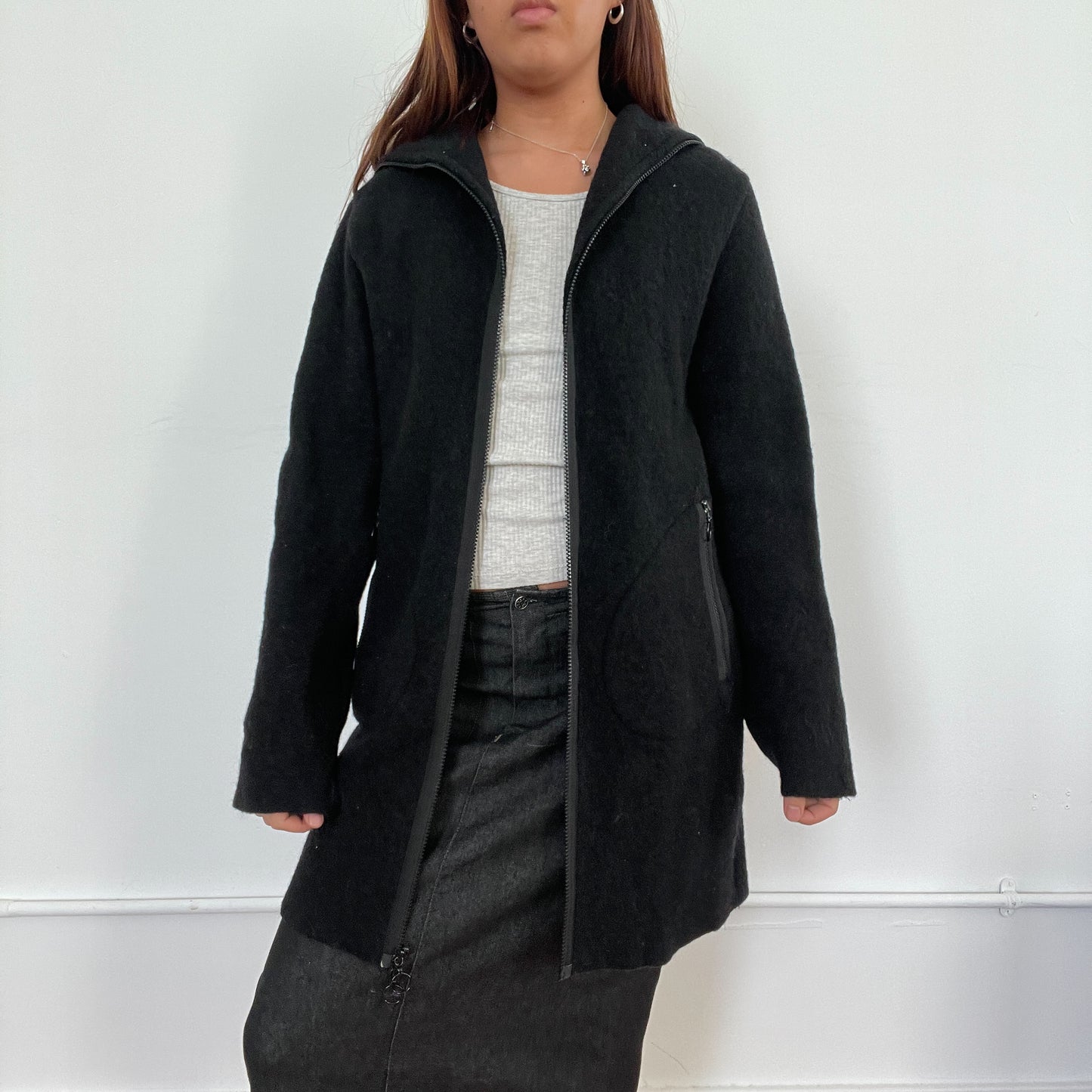 Vintage Cop Copine Black Wool Coat