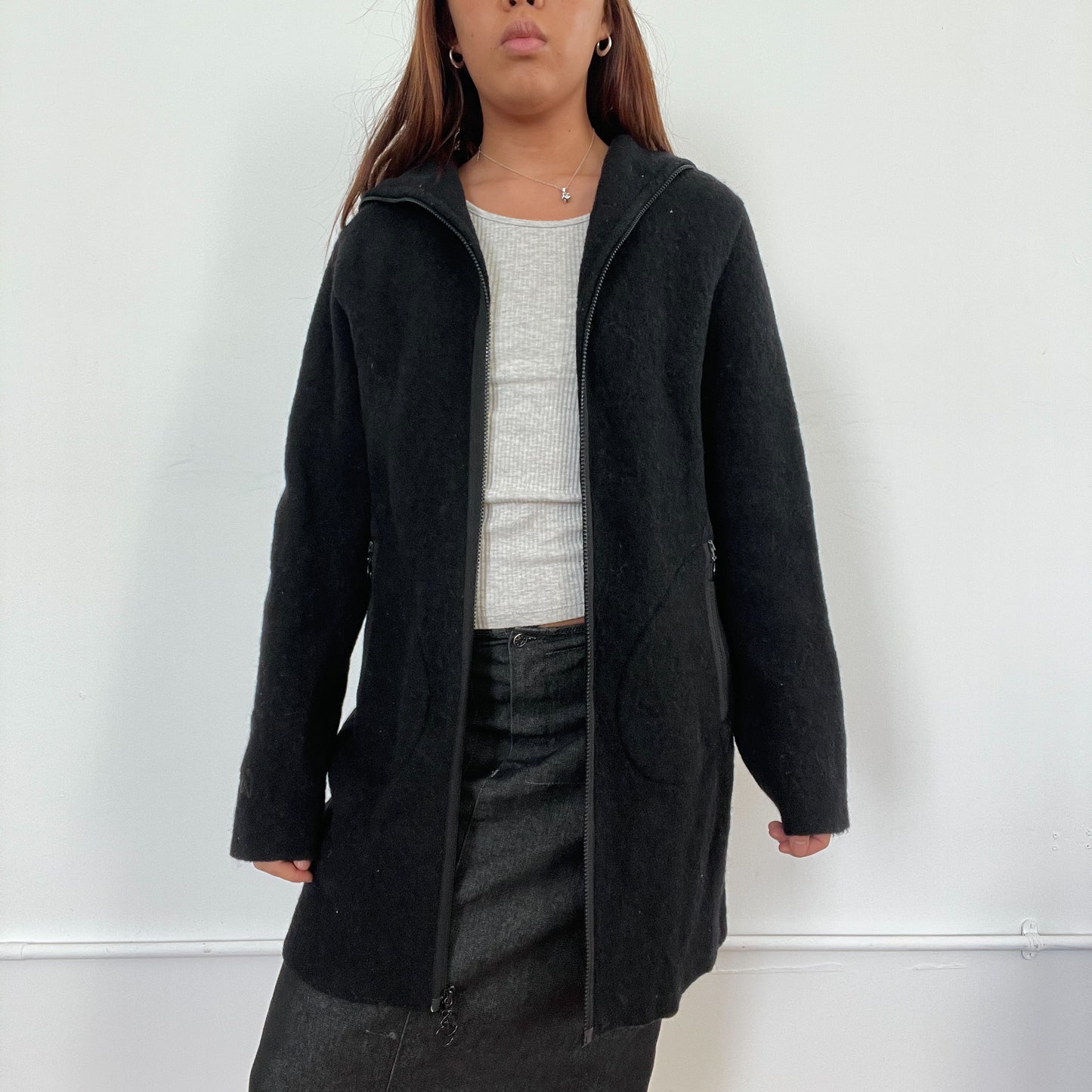 Vintage Cop Copine Black Wool Coat