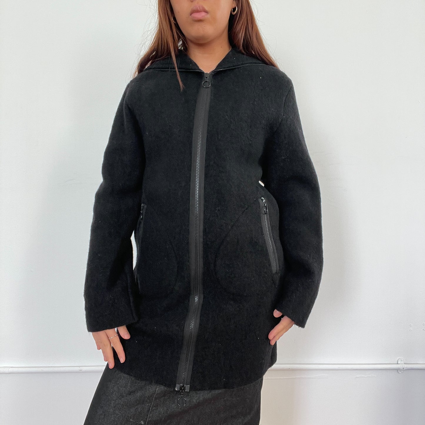 Vintage Cop Copine Black Wool Coat