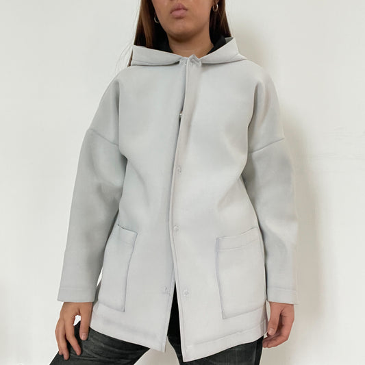 White/Light Grey Hooded Cop Copine Trench Coat
