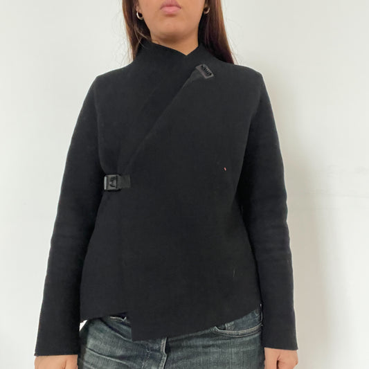 Black Cop Copine Asymmetric Fleece Jacket