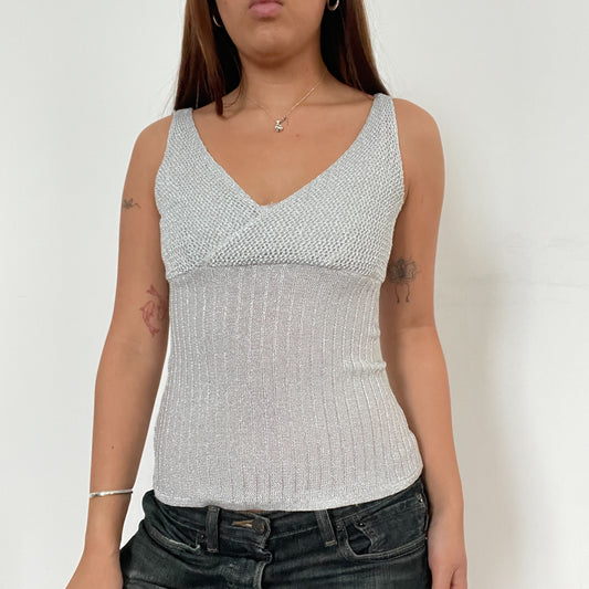 Light Grey / Silver Textured Vest Top