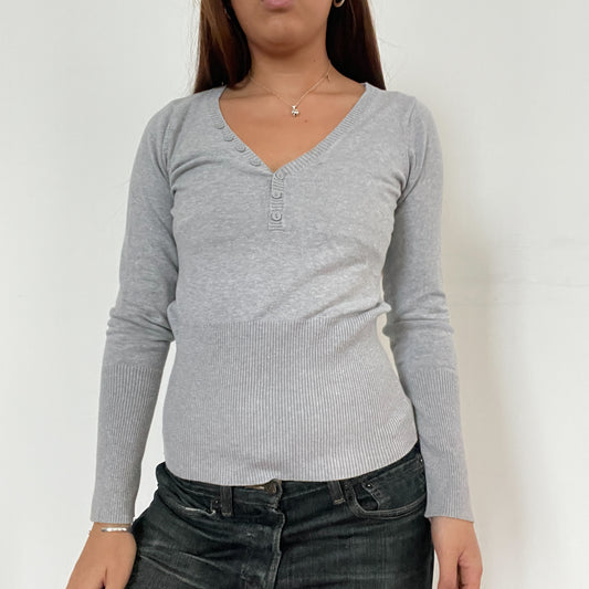 Grey Structured Knitted Long Sleeve