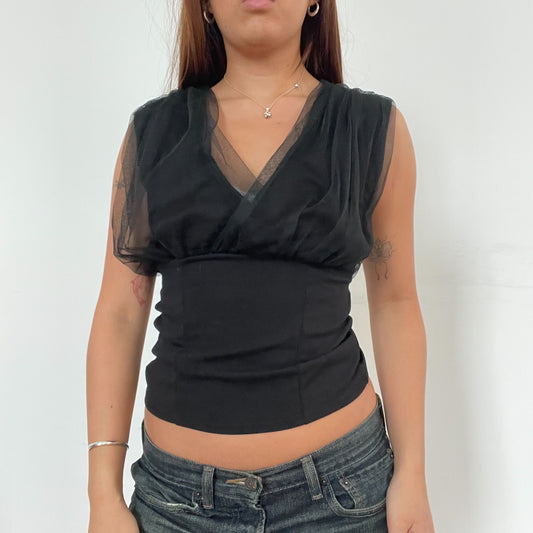 Black V-Neck Layered Vest Top