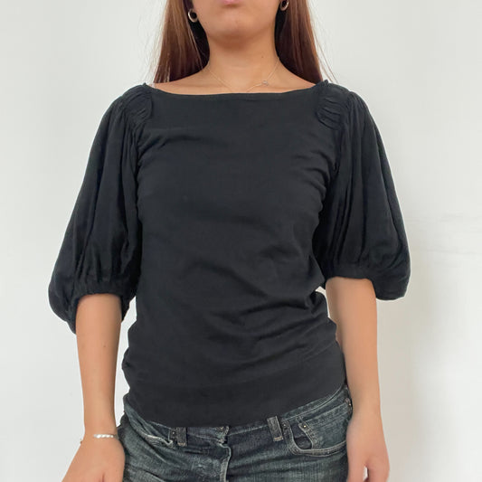 Black Bubble Sleeve Top