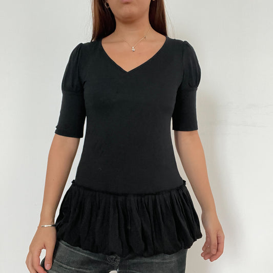 Black V-Neck Frilly Dress Cop Copine Top