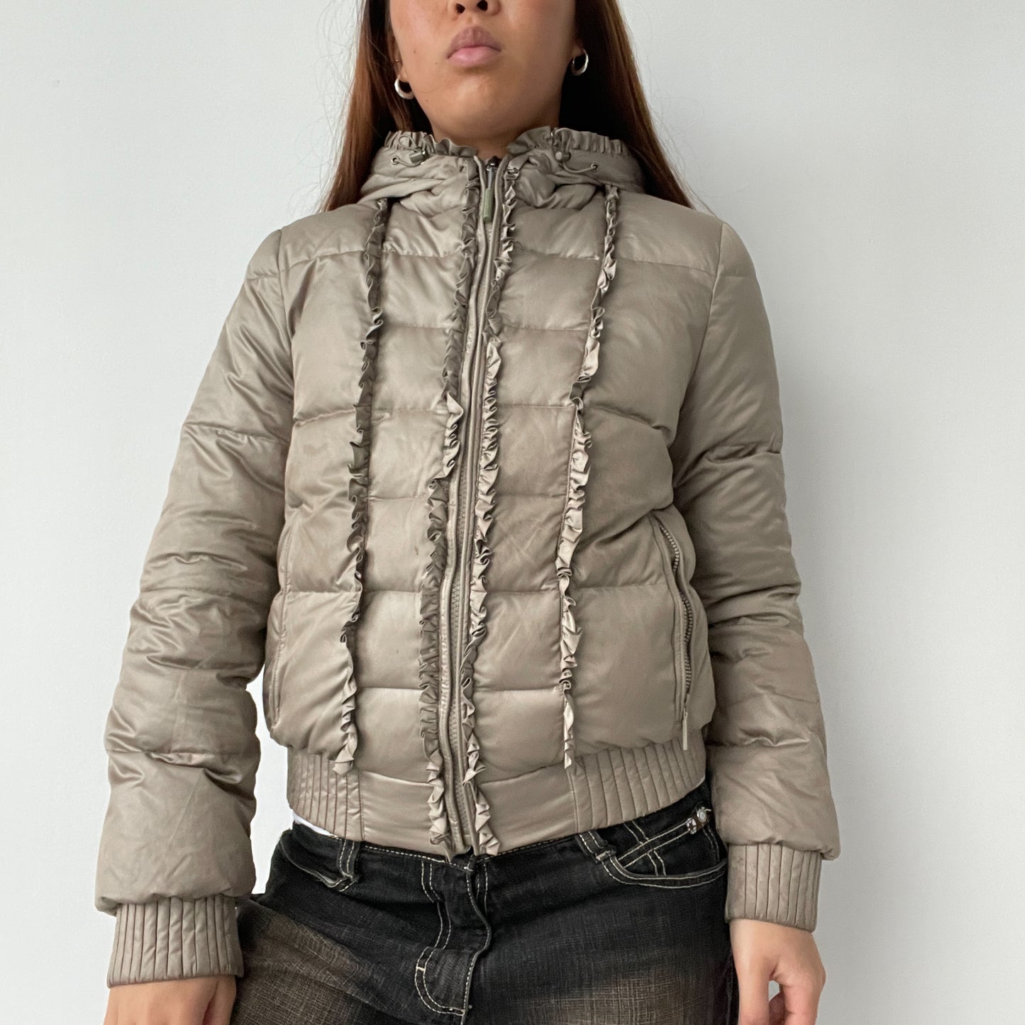 Light Brown Quilted Puffer Jacket