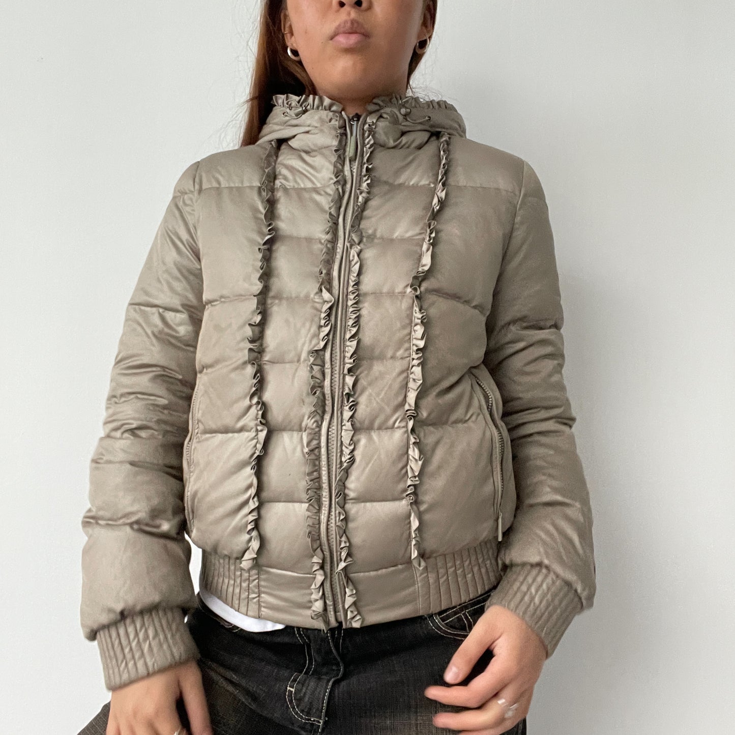 Light Brown Quilted Puffer Jacket