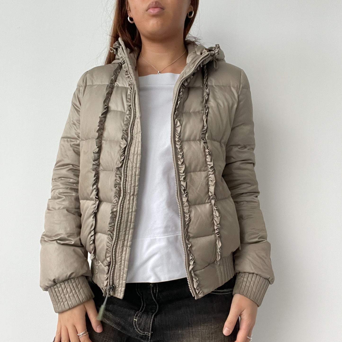 Light Brown Quilted Puffer Jacket