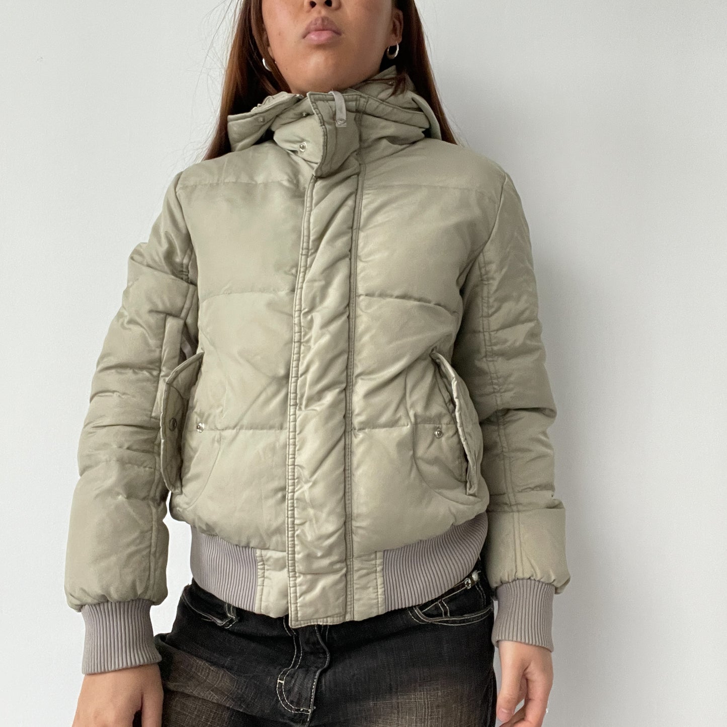 Light Green Boxy Hooded Puffer Jacket