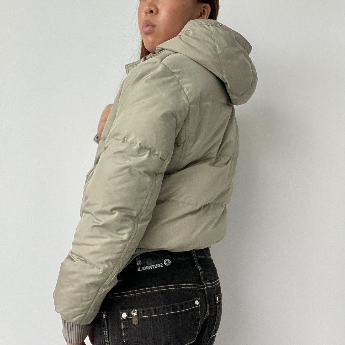Light Green Boxy Hooded Puffer Jacket