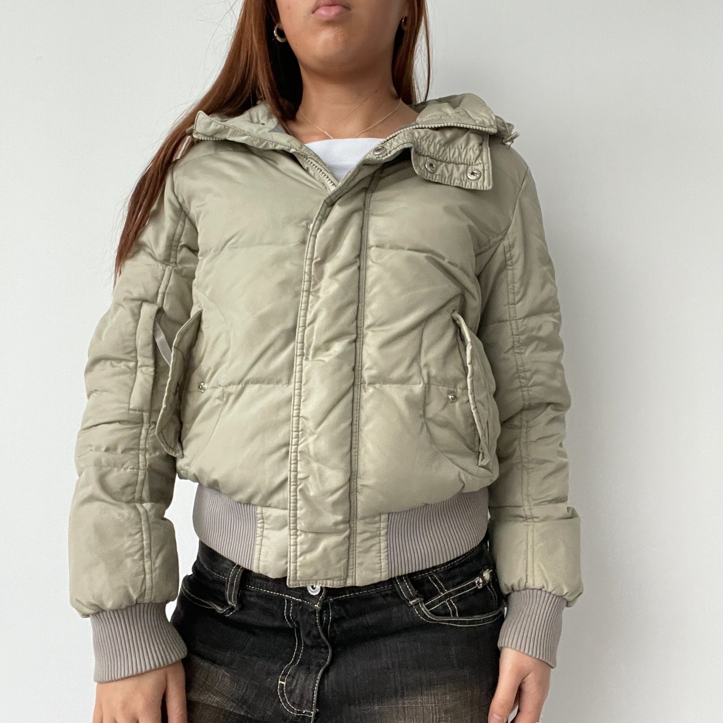 Light Green Boxy Hooded Puffer Jacket