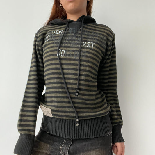 Black And Khaki Knit Hoodie
