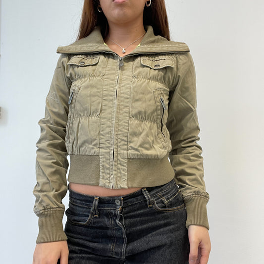 Light Khaki/Green Textured Utility Jacket