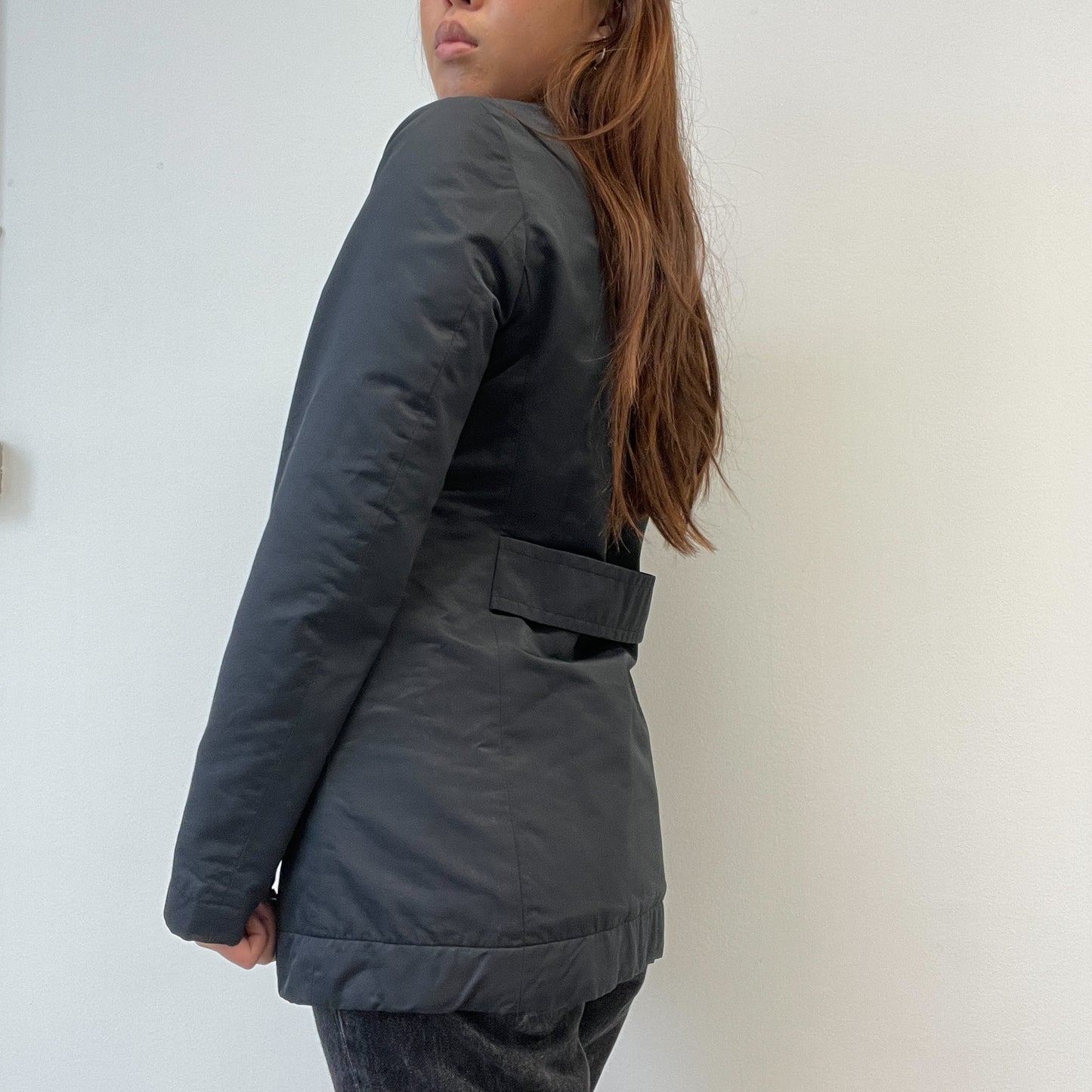 Black Asymmetric Double Button Peacoat