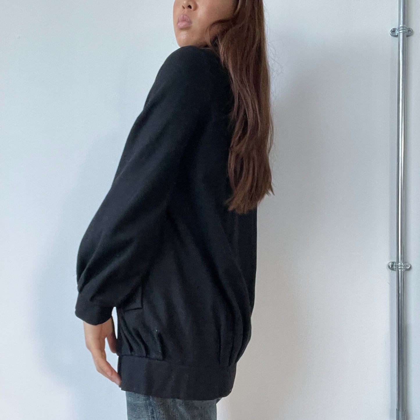 Vintage  Black Wool High Neck Coat