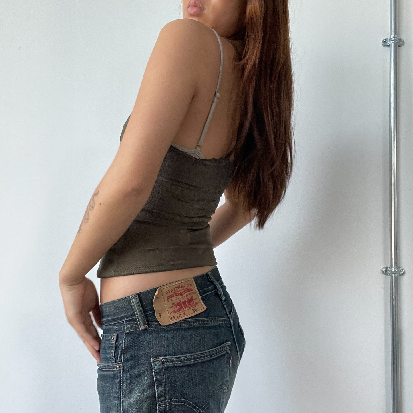 Italian Khaki Lace Cami Top