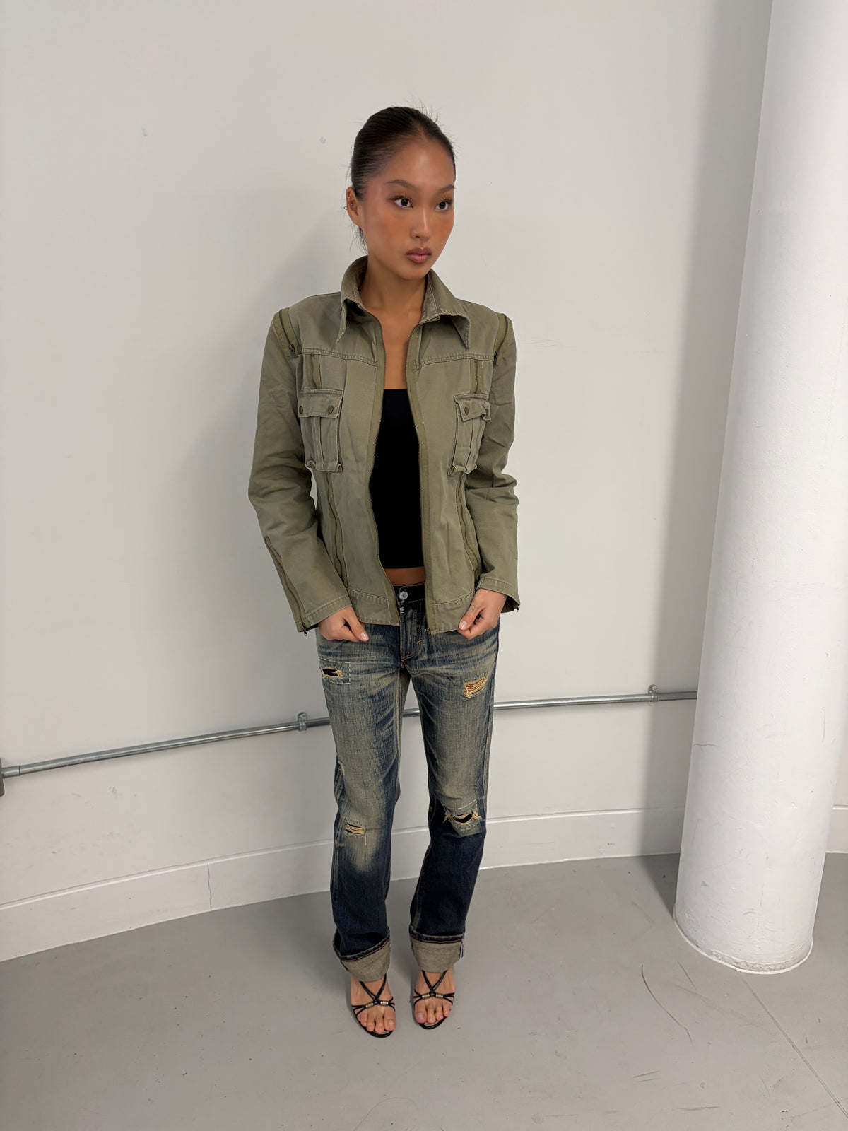 Vintage Zip Up Utility Jacket