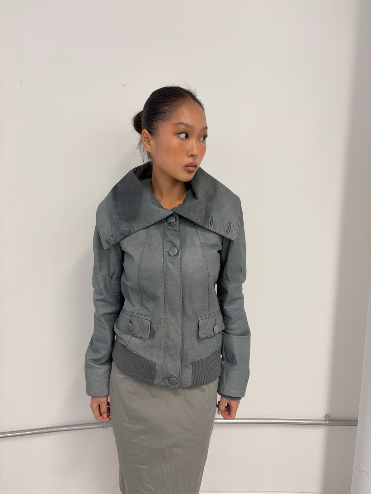 Vintage Blue Leather Jacket