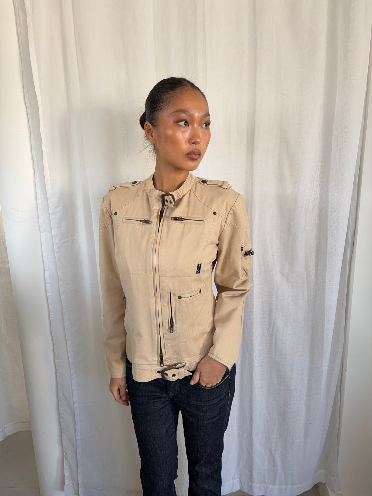 Vintage Beige Utility Jacket
