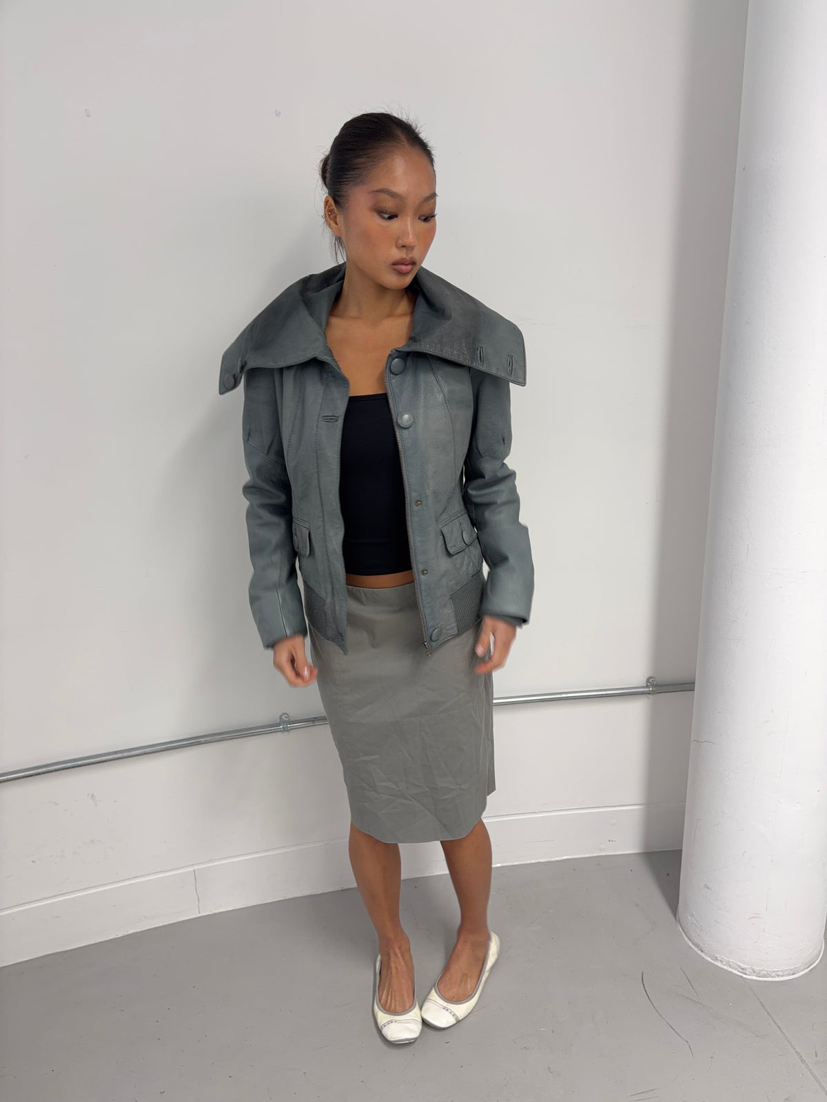 Vintage Blue Leather Jacket