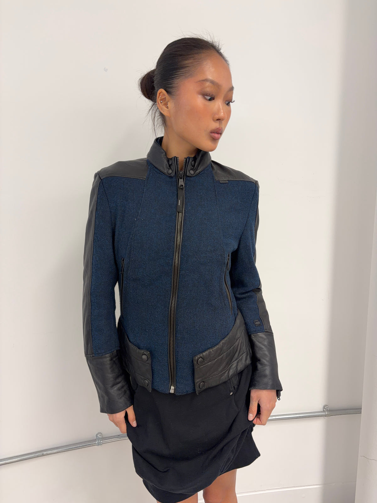 Vintage Knit and Leather Jacket