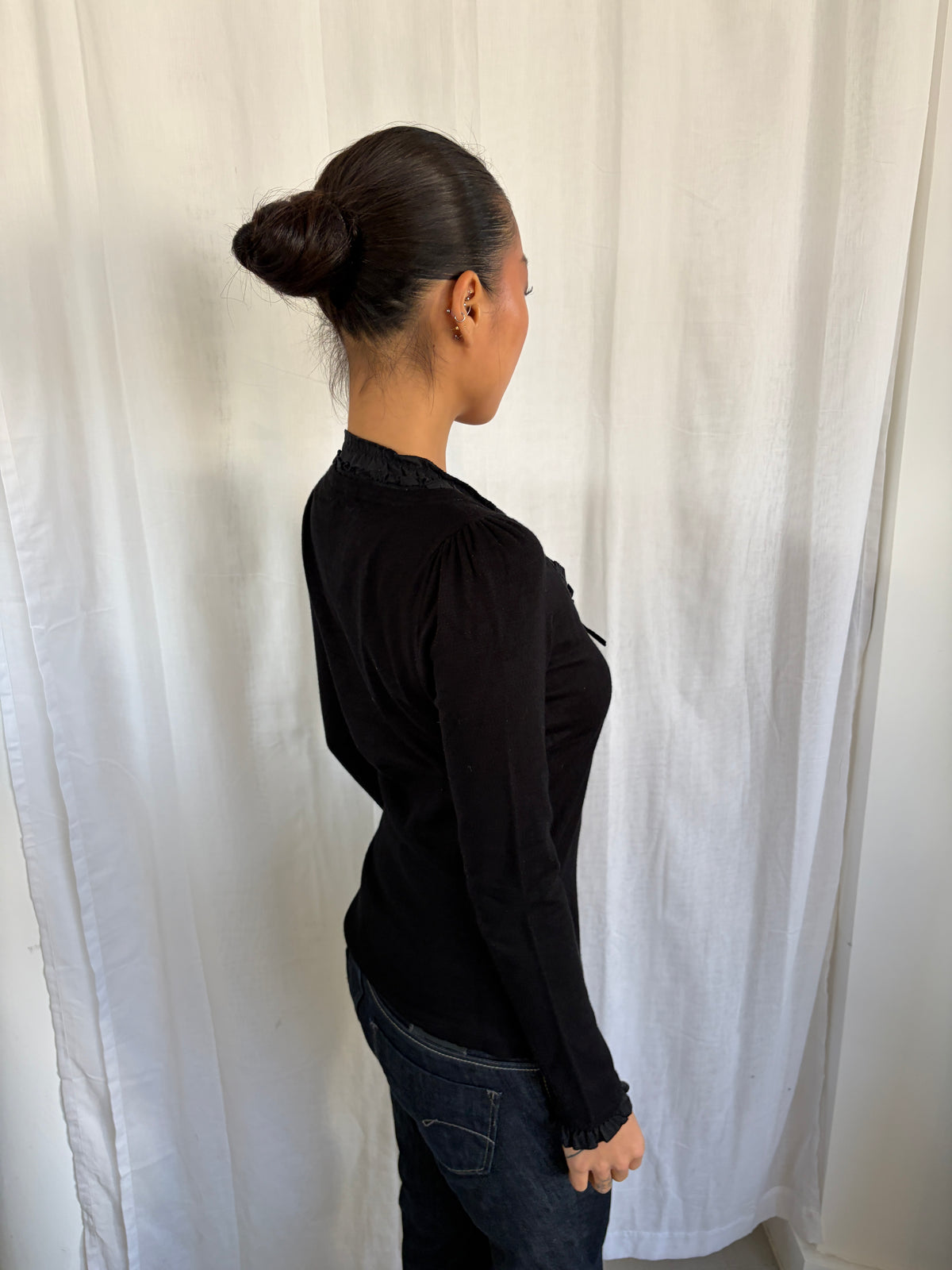 Vintage Black Tie Up Jumper
