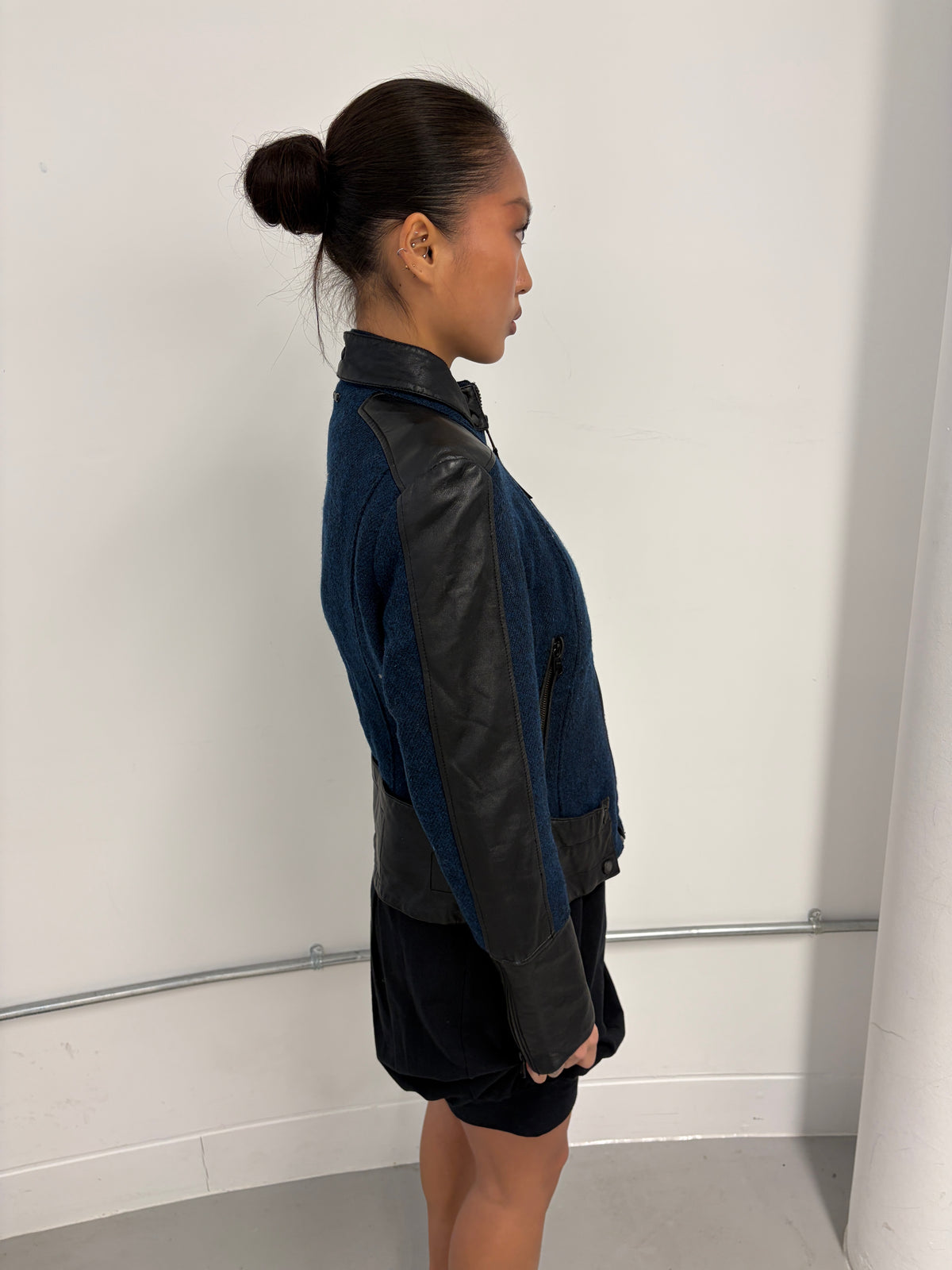 Vintage Knit and Leather Jacket