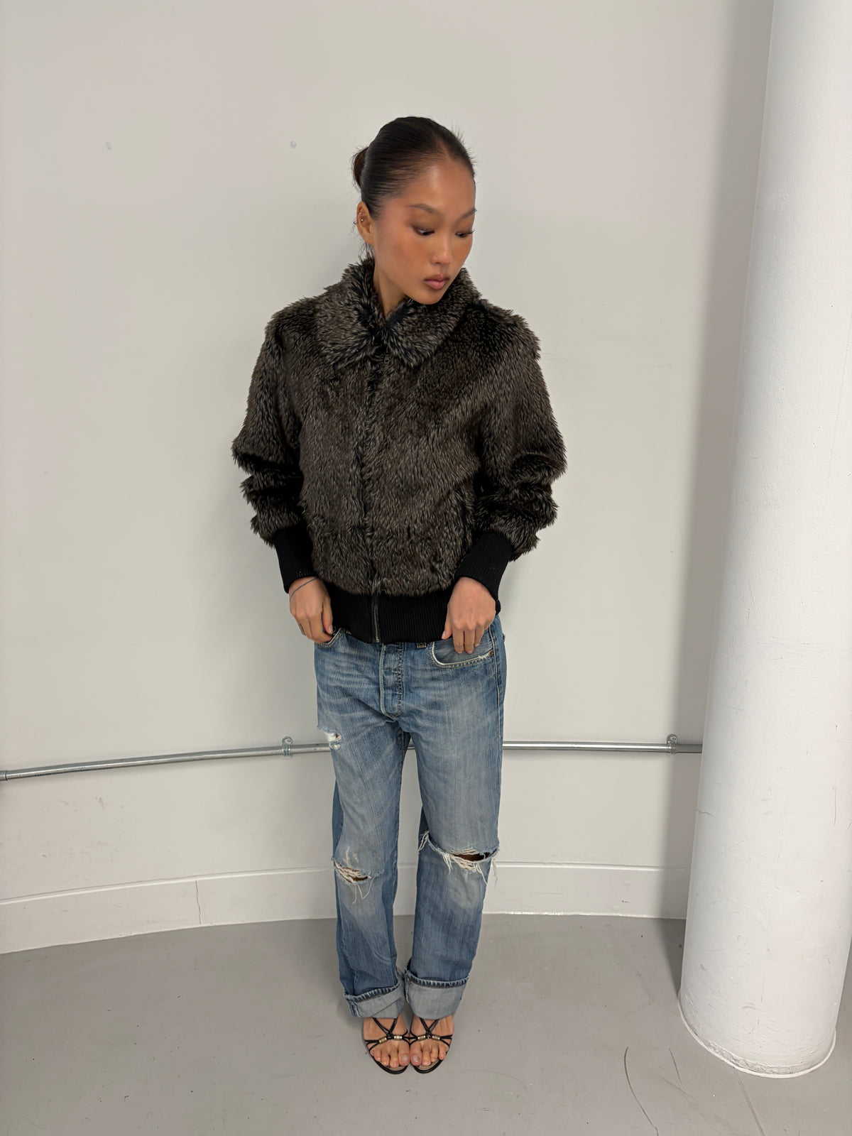Vintage Brown Faux Fur Jacket