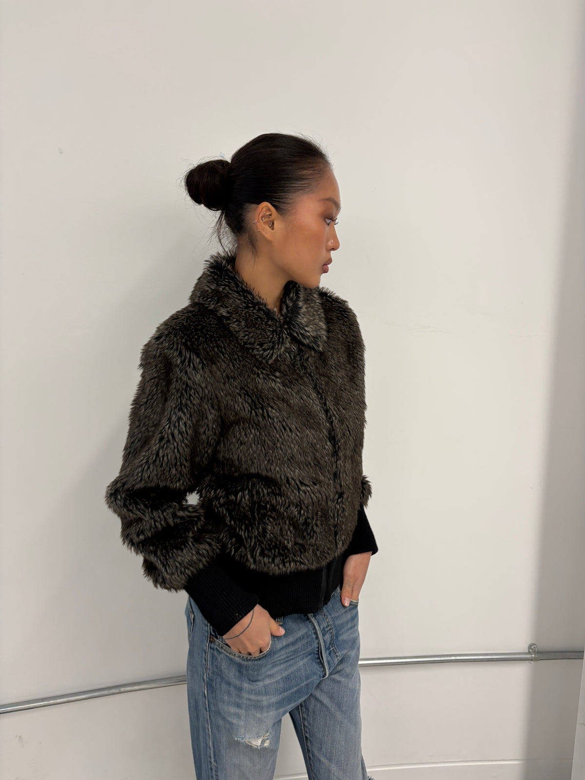 Vintage Brown Faux Fur Jacket