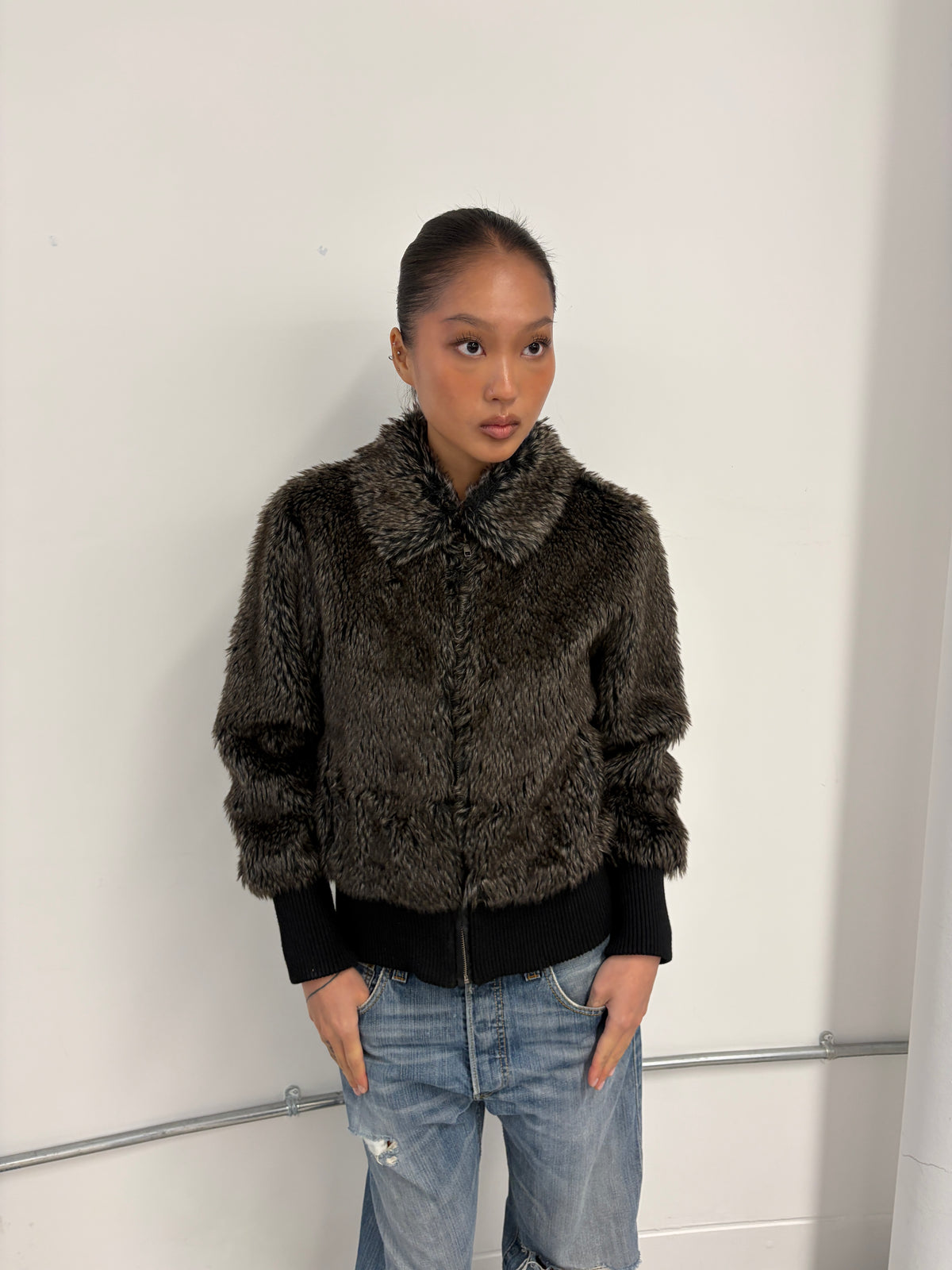 Vintage Brown Faux Fur Jacket