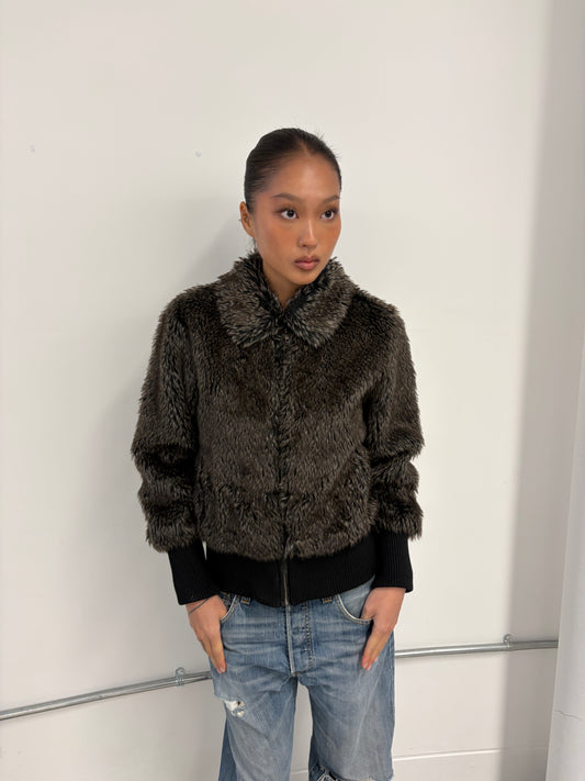 Vintage Brown Faux Fur Jacket