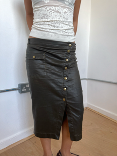 Vintage Dark Green Faux Leather Skirt