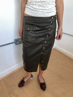 Vintage Dark Green Faux Leather Skirt